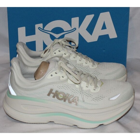NIB Hoka One Women's Bondi 9 Running Athletic Sneakers TLSL WHITE GREEN D WIDE - Picture 2 of 9